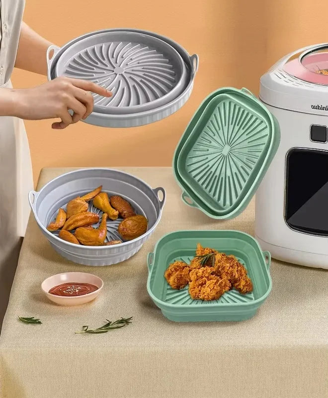 Foldable Silicone Air Fryer Liner Reusable Baking Tray Food Grade Kitchen Accessory