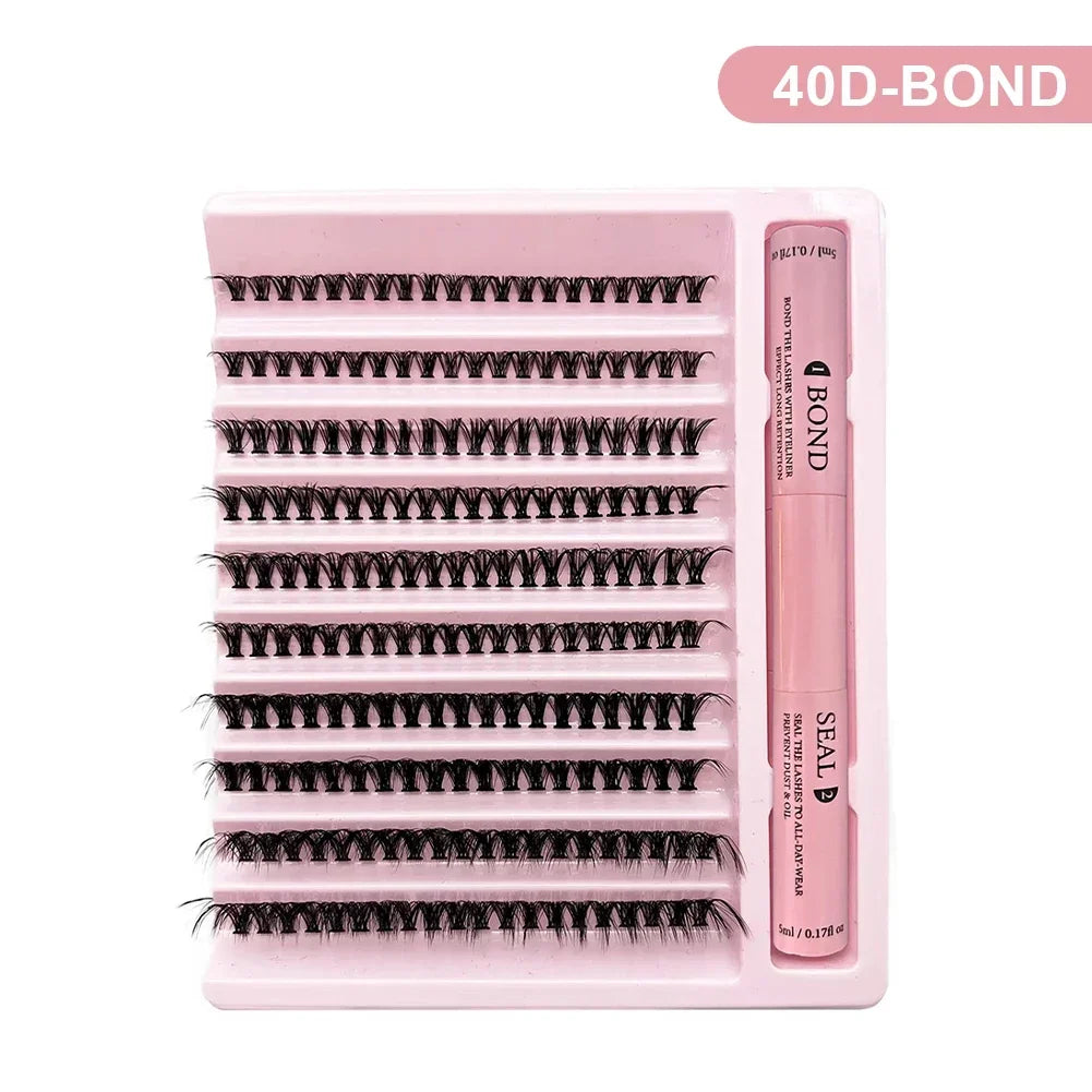 False Eyelash Clusters Set with Glue Seal & Applicator Kit for Natural Lash Extensions