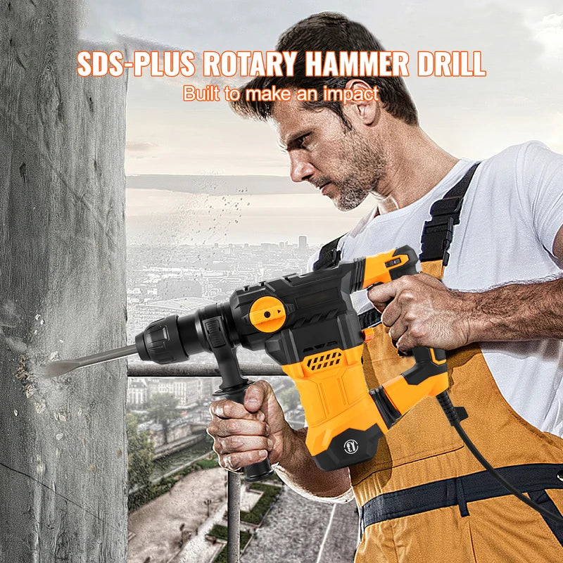 1500W Rotary Hammer Drill with 4 Modes for Concrete & Masonry - Max 32mm