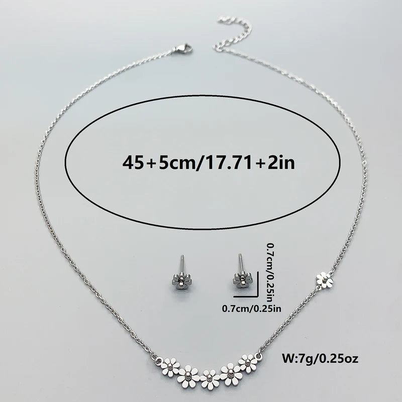 Sunflower Necklace Earrings Set for Women - Daisy Collarbone Chain Jewelry Gift