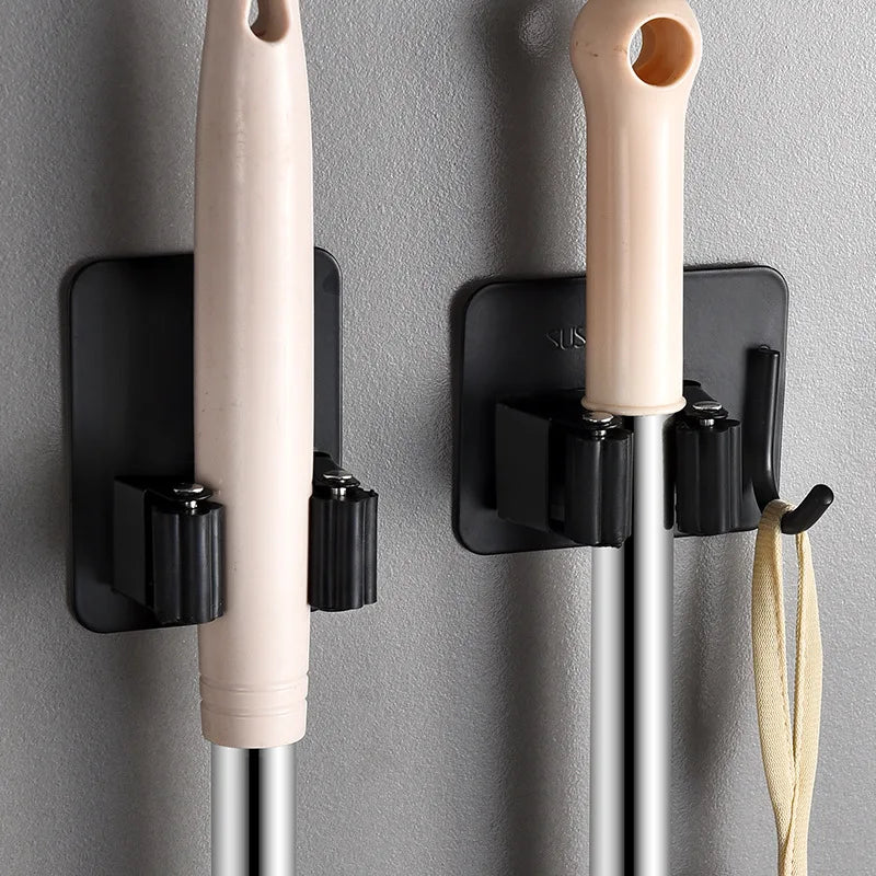 304 Stainless Steel Wall Mounted Mop Holder Hook Organizer Rack for Kitchen & Bathroom