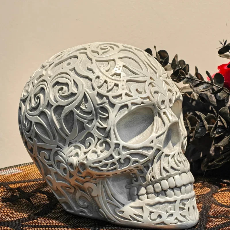 Halloween Skull Head Home Decor Resin Skull Figurine for Bedroom Living Room Entryway