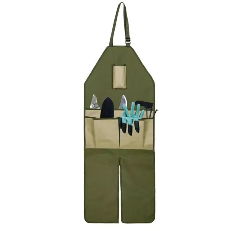 Gardening Apron with Multiple Pockets and Leg Protection for Outdoor Work