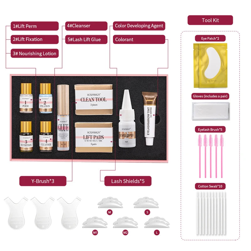 Lash Lift and Brow Tint Kit - Eyelash Curling & Eyebrow Dye Set for Salon & Home Use