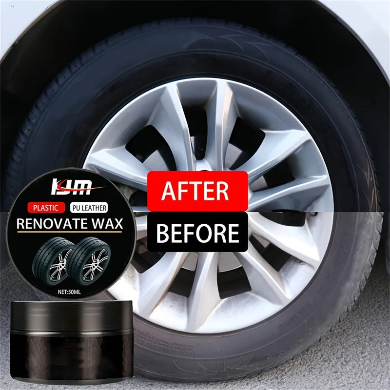Universal Rubber Renovate Wax - Long Lasting Black Coating for Leather & Car Detailing