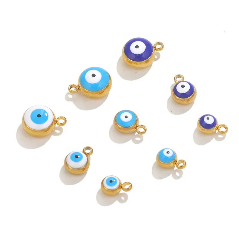 10pcs Stainless Steel Devil's Eye Charms for Jewelry Making – Multiple Colors