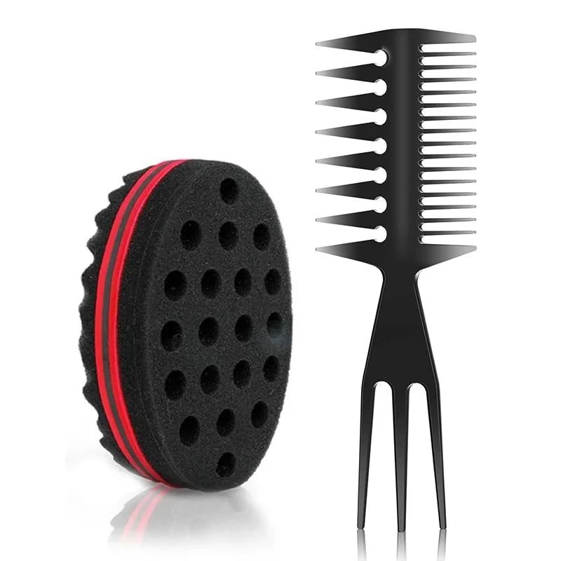 Hair Brush Kit with Mesh Comb for Afro Dreadlocks Curl & Wave Styling - Multiple Colors