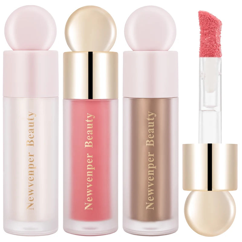 Liquid Highlighter, Blush & Contour Set for Face & Body - Natural Glow Finish