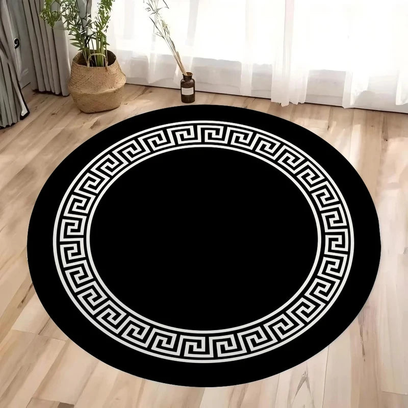 Round Vintage Area Rug for Living Room Bedroom Circular Mat Non Slip Washable