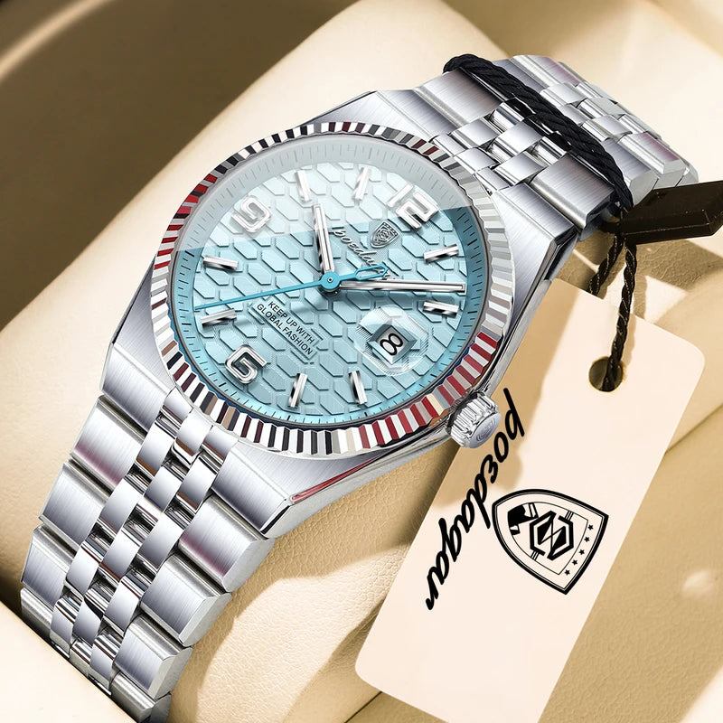 Casual Women's Waterproof Quartz Watch with Luminous Dial and Stainless Steel Band