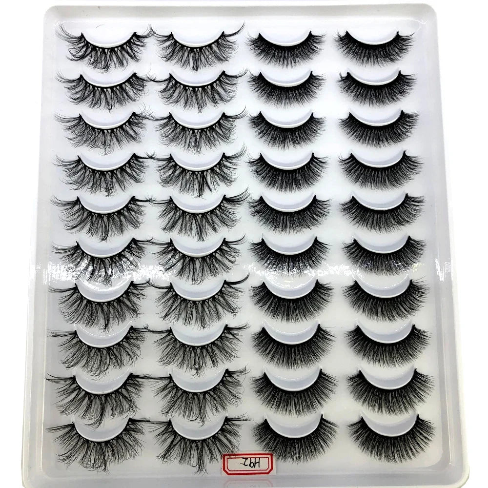 False Eyelashes 20 Pairs 3D Mink Natural Thick Wispy Eye Makeup Extension Tools