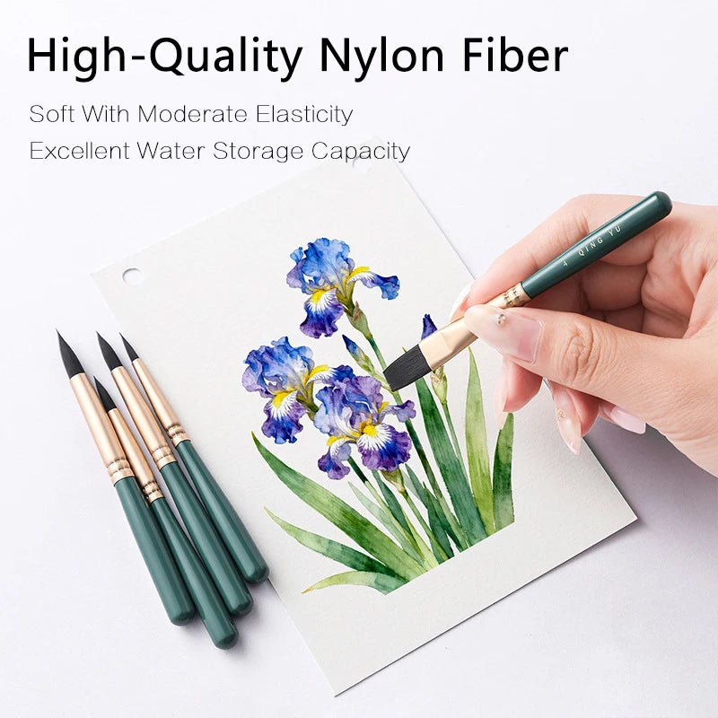 6pcs Multi-Functional Watercolor Paintbrushes for Art & School Use - Green