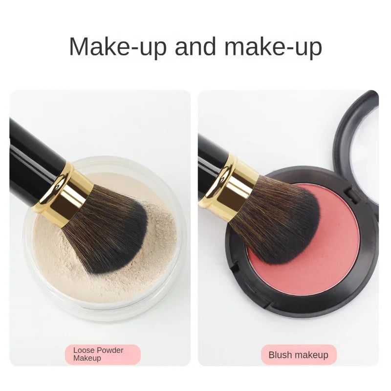 Retractable Makeup Brush with Soft Synthetic Bristles - Travel Friendly, Full Coverage Blending & Powder Application
