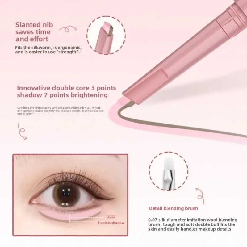 Dual-Color Waterproof Eyeliner Pen with Contour & Highlight for Eye Makeup