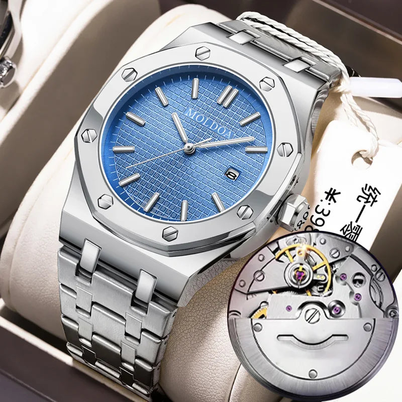 Men's Waterproof Luminous Double Butterfly Button Watch with Calendar - Luxury Numberless Style