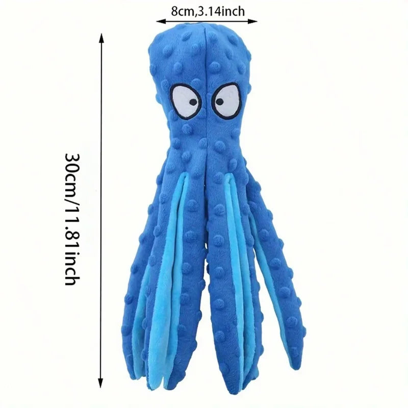 Dog Plush Toy Octopus Non-Stuffed Squeaky Chew Toy for Small Medium Dogs