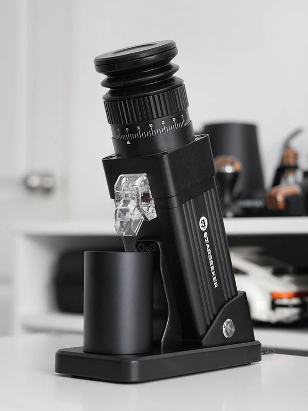 Electric Coffee Grinder 55MM Titanium Cone Burr Stepless Adjustment Black