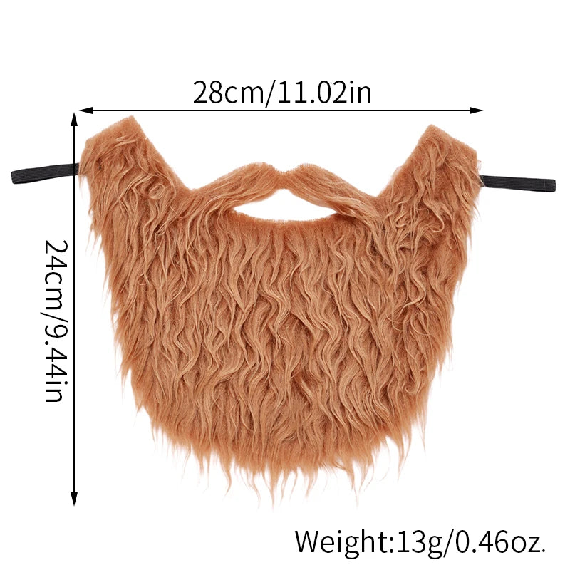 Fake Beard Mustache for Halloween Cosplay - Synthetic Facial Hair for Santa Viking Dwarf