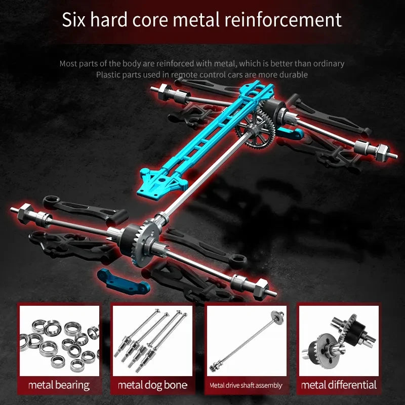 High-Speed 1:16 RC Drift Monster Truck with LED Remote Control, 50KM/H-70KM/H