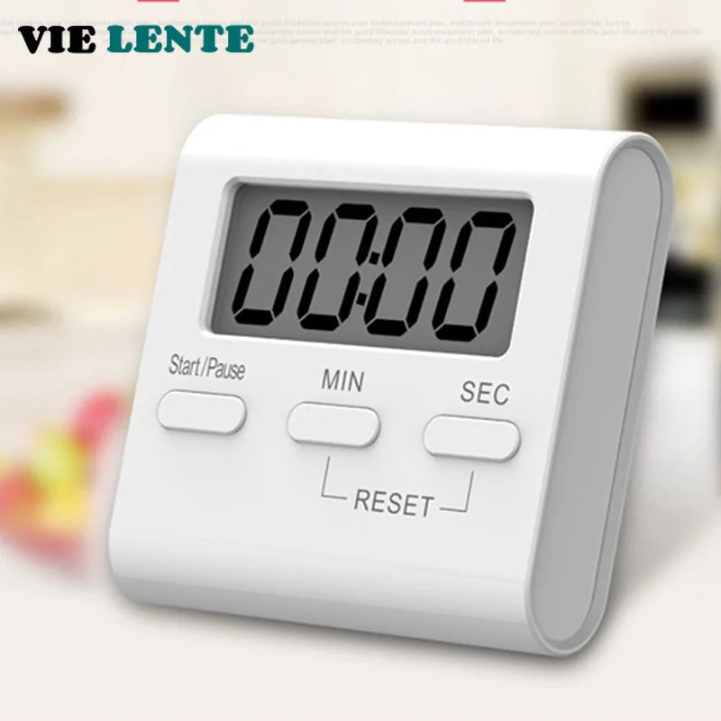 Digital Kitchen Timer LCD Countdown Timer Magnetic Stand White