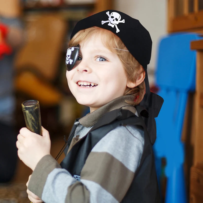 Pirate Skull Hat and Eye Patches Costume Accessories for Kids Halloween Party
