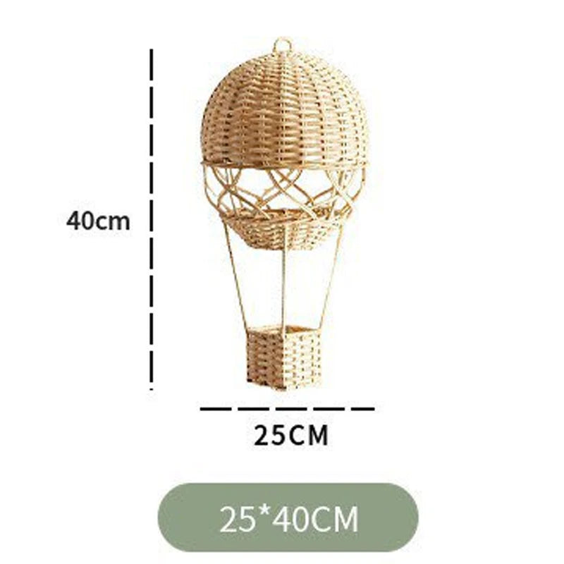 Handmade Rattan Hot Air Balloon Wall Hanging Kids Room Decor Photography Prop
