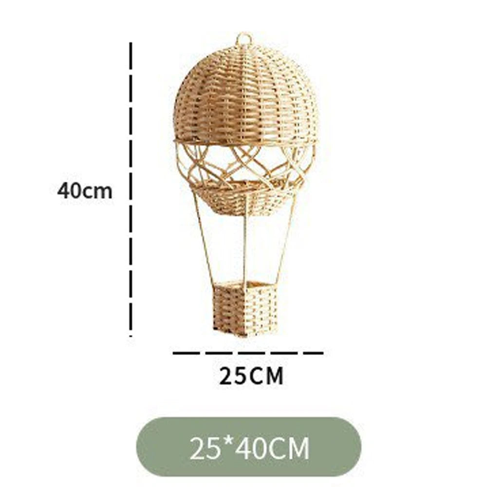 Handmade Rattan Hot Air Balloon Wall Hanging Kids Room Decor Photography Prop