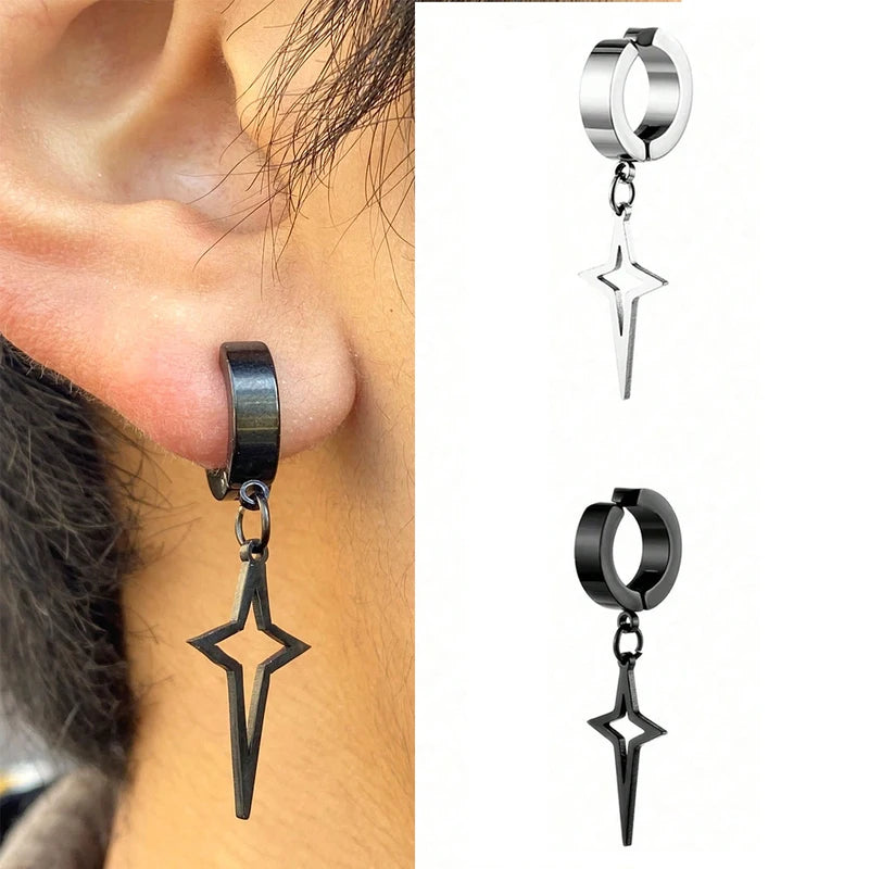 Fashion Punk Cross Star Non Piercing Ear Clip Jewelry for Men Women