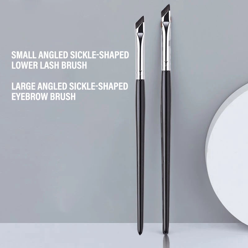 Multi-Function Eyeliner and Eyebrow Makeup Brush Set - Sickle Blade Design
