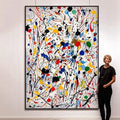 Abstract Pollock Style Hand-Painted Canvas Wall Art Large Bedroom Decor Unframed
