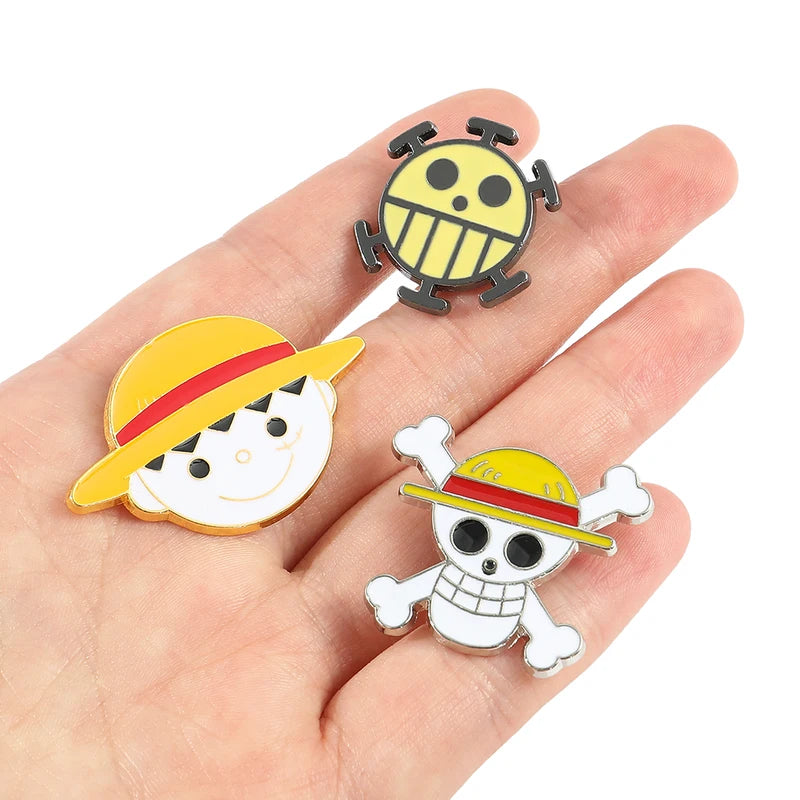 Anime Monkey D. Luffy Skull Brooch - One Piece Enamel Lapel Pin for Fans