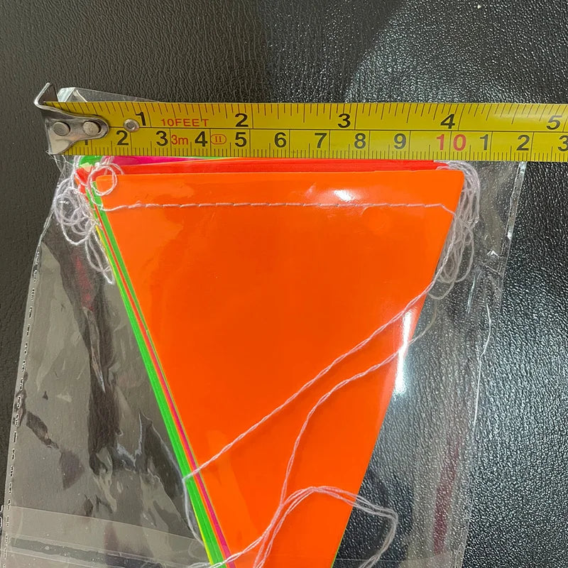 Neon Party Decoration Bunting Paper Garland with Triangle Flags for Glow-in-the-Dark Birthday Supplies