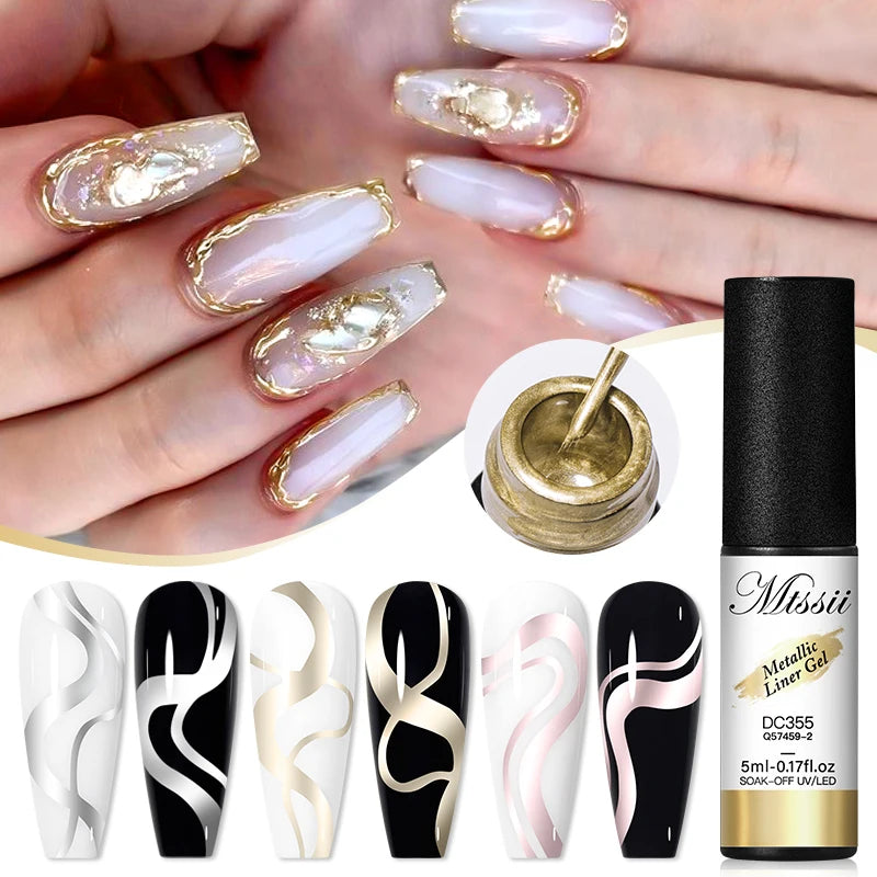 Metallic Liner Gel Nail Polish - Mirror Effect Chrome Nail Art 5ml