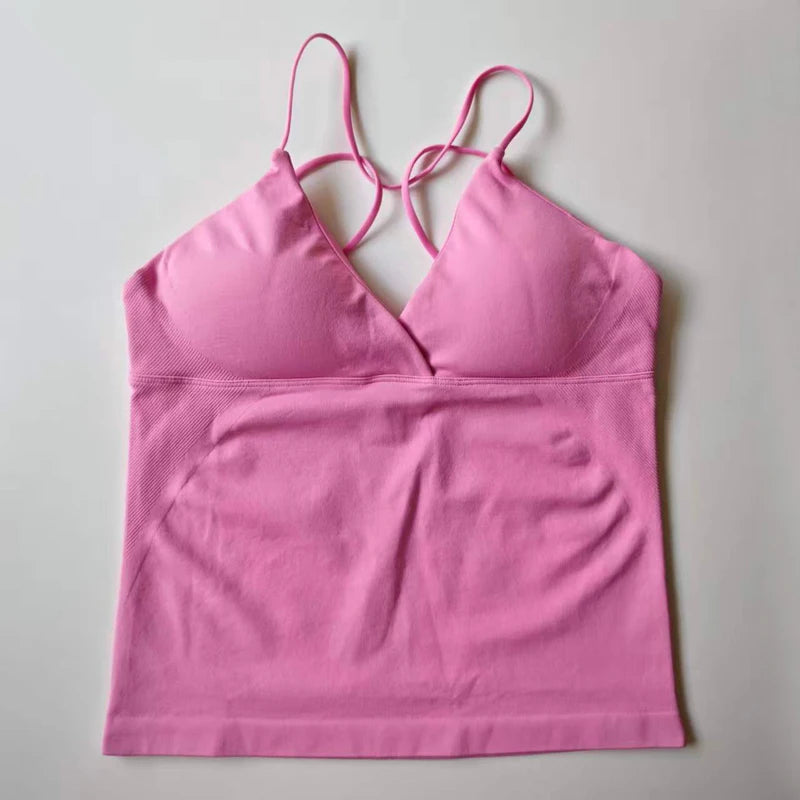 Women’s Seamless Twist Front Longline Yoga & Workout Tank Top – Fitness Vest