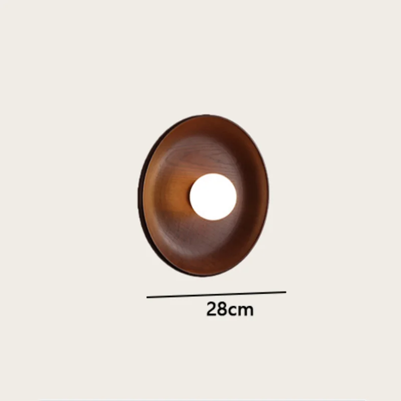 Nordic Wooden Wall Lamp with Round Shade - Modern Minimalist Wall Light for Bedroom & Living Room