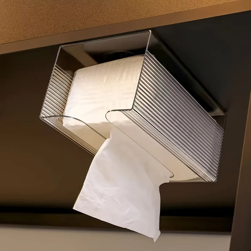 Wall-Mounted Acrylic Tissue Box Holder Transparent Bathroom & Living Room Dispenser