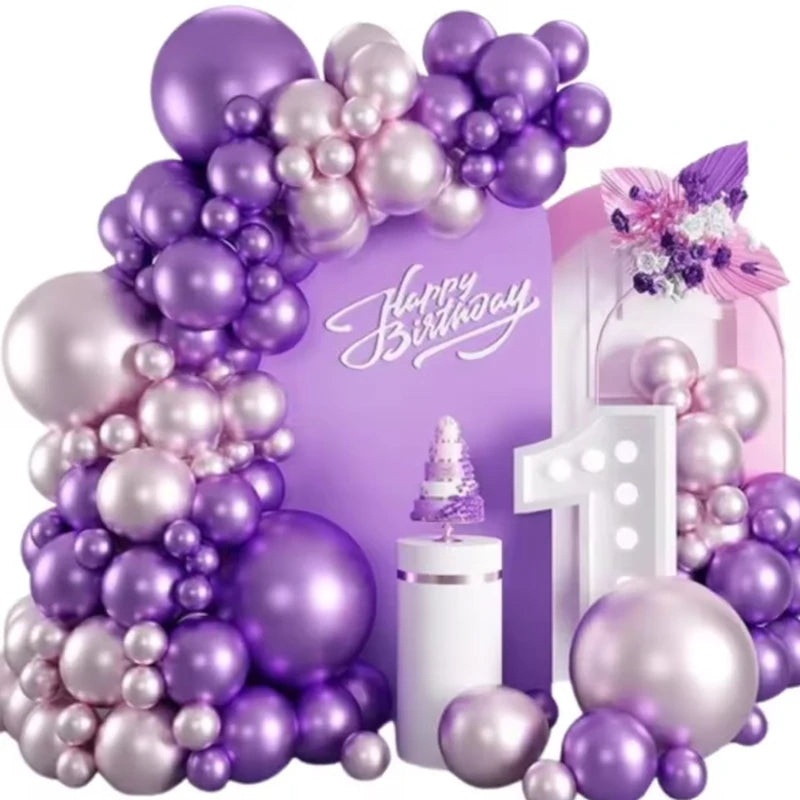 75pcs Metallic Pink Purple Balloon Garland Kit for Wedding Party Decorations