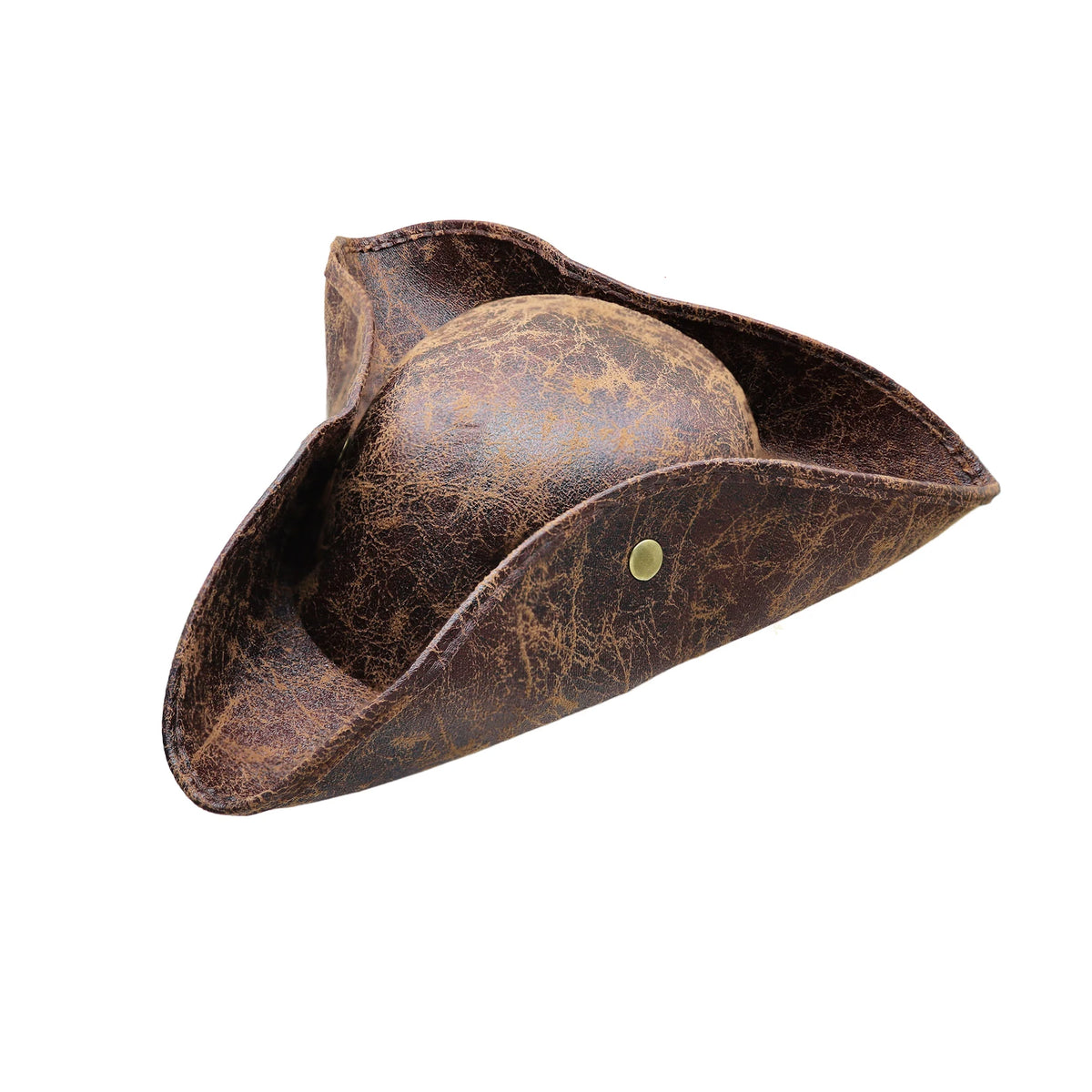 Unisex Faux Leather Pirate Hat with Vintage Button for Costume & Party