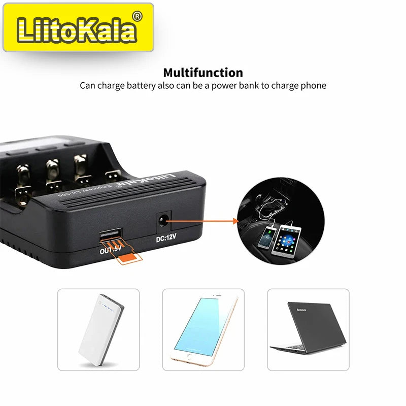 Smart Battery Charger for 18650, AA, AAA, Ni-MH, Li-ion Batteries with LCD Display