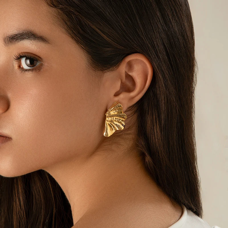 Minimalist Maple Leaf Stud Earrings for Women - Trendy Geometric Piercing Jewelry