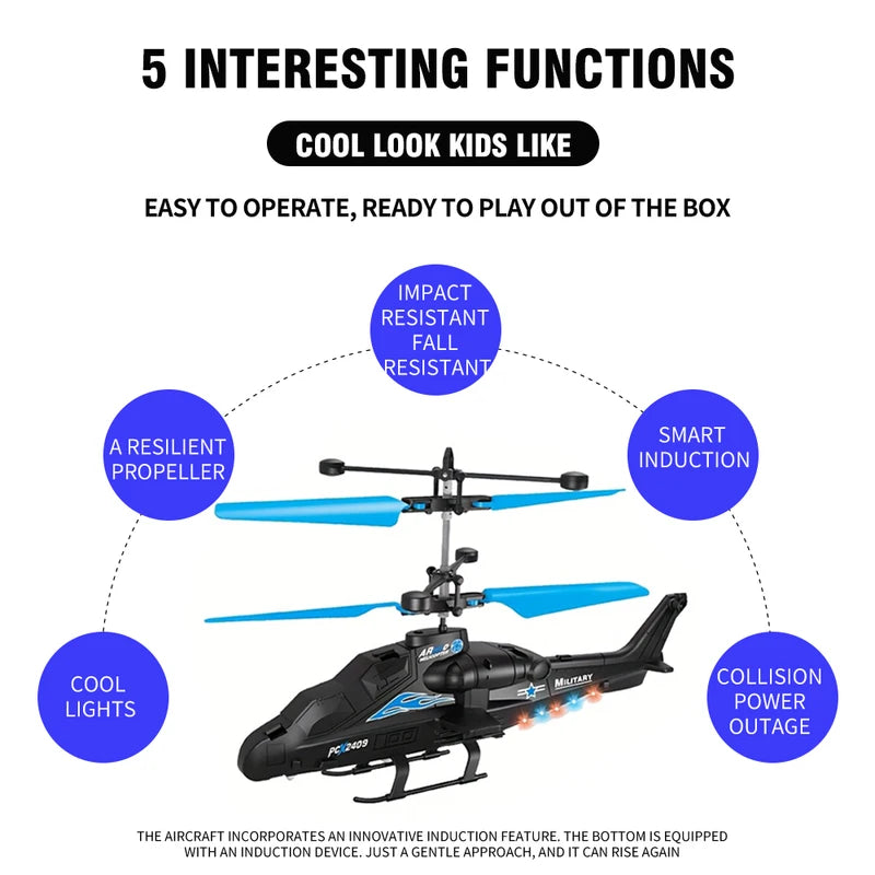 2-Way Remote Control Airplane Helicopter with LED Lights & USB Charging - Toy Drone