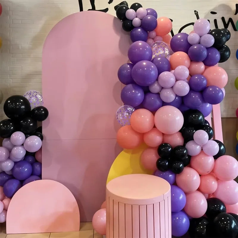 30pcs Metallic Purple Pink Black Balloons 12 Inch Confetti Party Decor