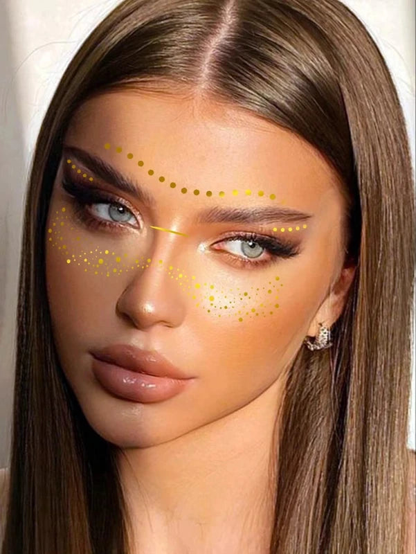 Gold Face Paint & Body Art Stickers Waterproof Party Makeup Decorations