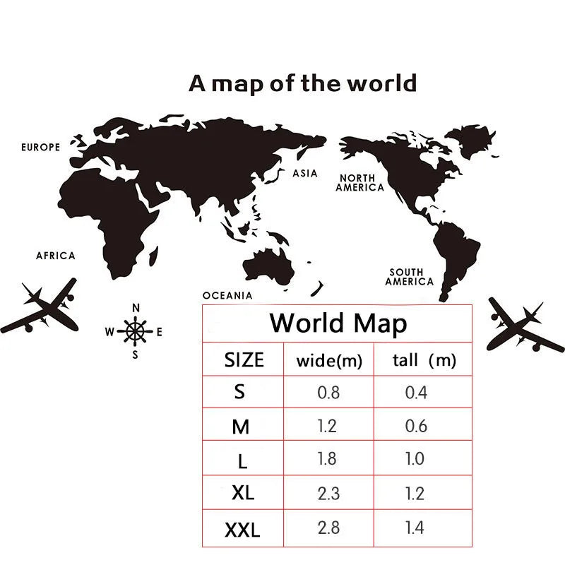 3D Wall Decal World Map Acrylic Sticker for Office Living Room Study Interior Decoration