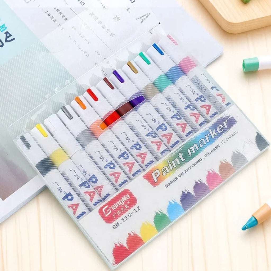 White Oil Paint Markers for Tire Writing Graffiti Art DIY Crafts - 12 Pack