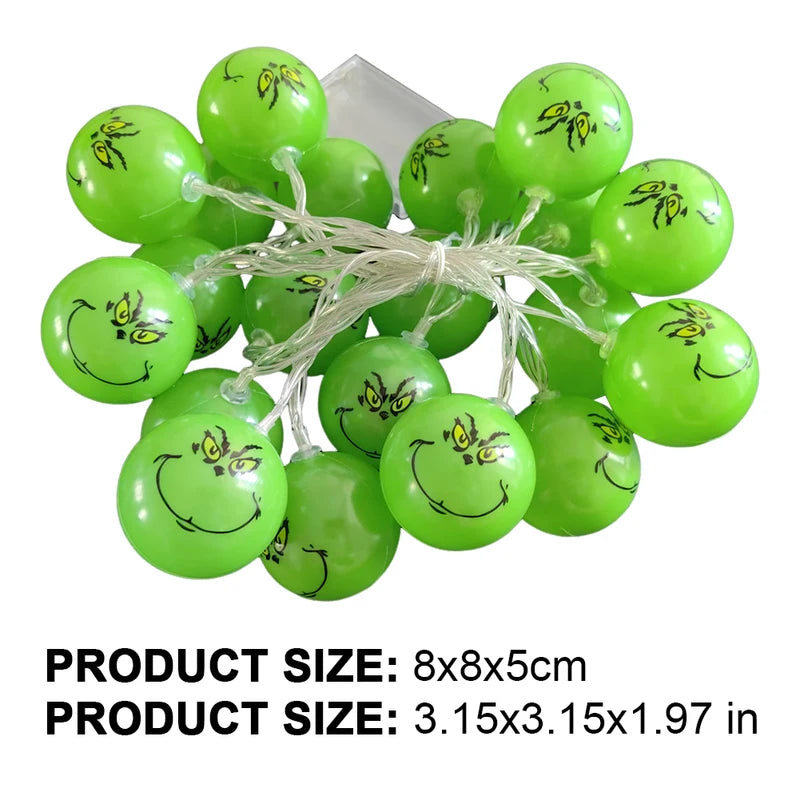 Decorative String Lights for Holiday & Party - Green Ball LED Lights, Indoor & Outdoor Use