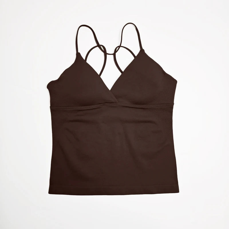 Women’s Seamless Twist Front Longline Yoga & Workout Tank Top – Fitness Vest