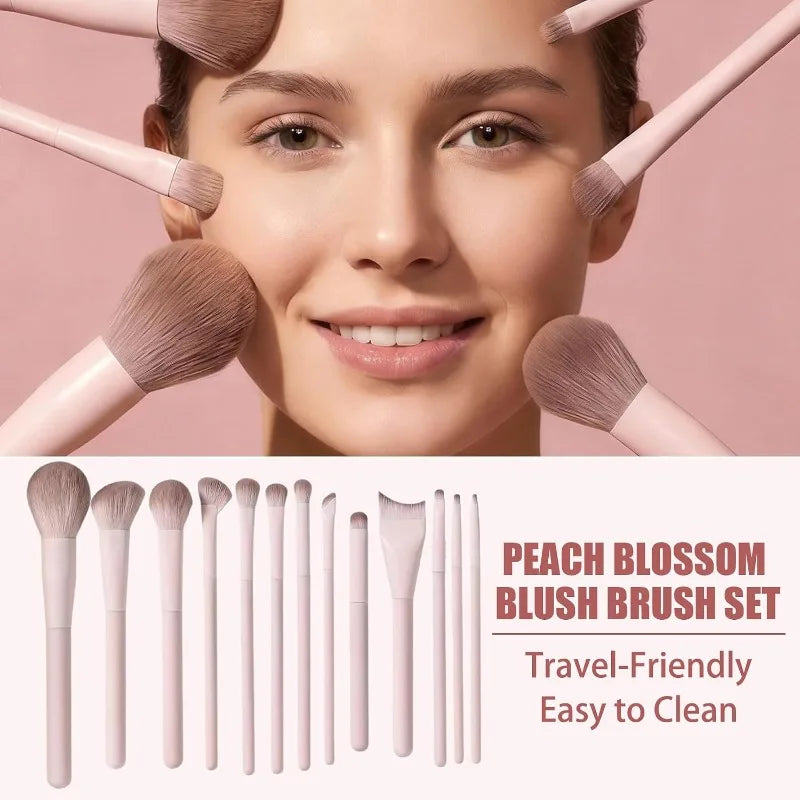 13-Piece Professional Makeup Brush Set with Synthetic Bristles for Women & Beginners