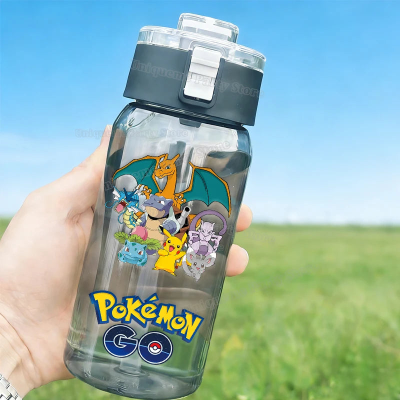 600ml Kids Water Bottle with Cartoon Pokémon Charizard Pikachu Bulbasaur Outdoor Drink Cup