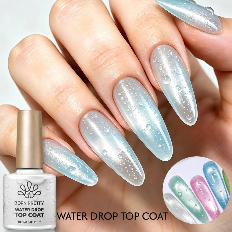 10ml Water Drop Top Coat Clear Nail Art Gel Polish for 3D Manicure & Crystals